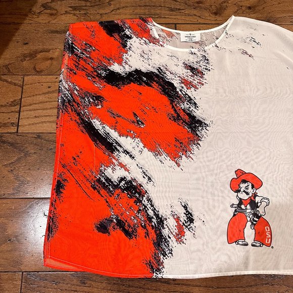 GUC OSU Oklahoma State COWBOYS Sheer Poncho Top S/M, But Fits Like One Size - Picture 4 of 4
